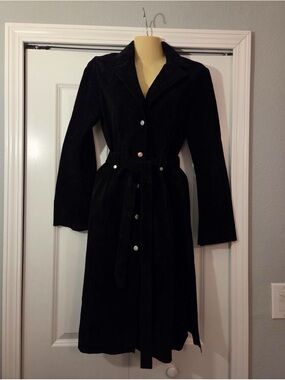 Vintage Arden B Black Long Leather Coat